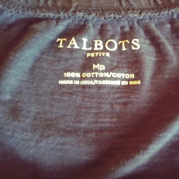Talbots Navy Embroidered Boho Peasant Shirt Sz MP - Picture 5 of 7